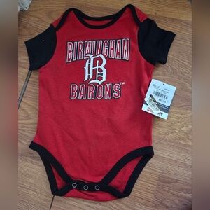 MiLB Birmingham Barons Baby Bodysuit 6-12M One Piece Red Black NWT Baseball